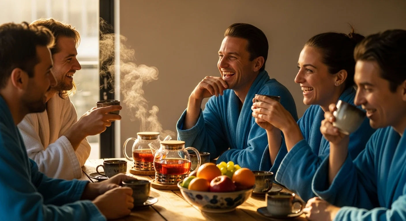 Дружеское общение за чаем после бани